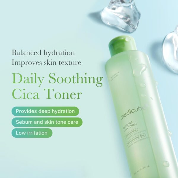 Medicube Exosome Cica Toner | Daily Soothing Toner With Exosome Cica, Heartleaf, Tea Tree, 12 Kinds of Cica | Low Irritation, Sebum care Korean Skin Care, for Stressed Skin (210ml / 7.10 fl.oz.) - Image 3