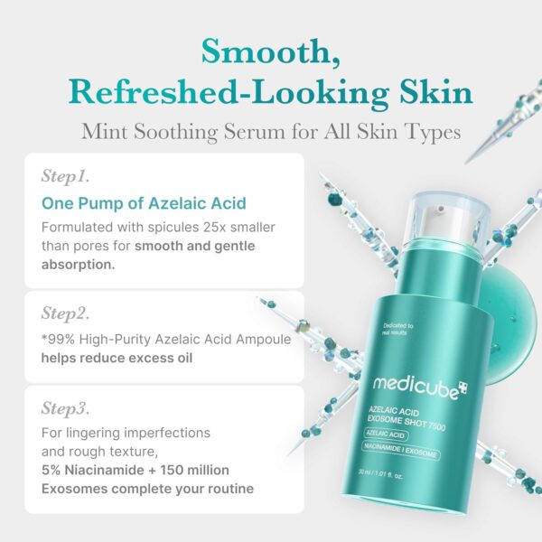 medicube Azelaic Acid Exosome Shot Serum 7500 – Deep Hydration for Smooth, Even Skin Texture | Use for After Spot Care, with Azelaic Acid, Niacinamide | Korean Skincare, 30ml / 1.01 fl.oz - Image 4