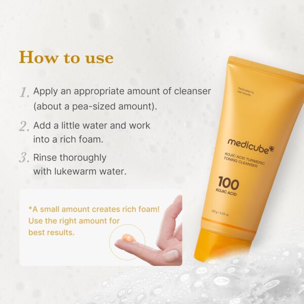 medicube Kojic Acid Turmeric Whip Cleanser | Daily Facial Cleanser for Brightening, Balancing Skin Tone & Texture | Fade Appearance of Uneven Patches & Ideal for Use After Spot Care | Korean Skincare - Image 7
