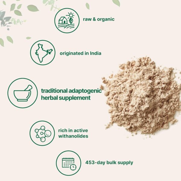 Micro Ingredients Organic Ashwagandha Root Powder | 2 Pound, No Filler, No Additives, Highly Purified | Active Withanolides, Adaptogenic Ayurvedic Herbal Supplements, No GMO, Gluten Free, India Origin - Image 3