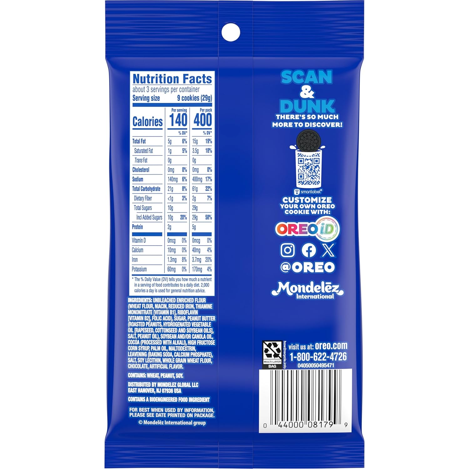 OREO Mini Peanut Butter Chocolate Sandwich Cookies, 3 oz - Image 3