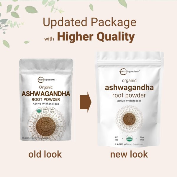 Micro Ingredients Organic Ashwagandha Root Powder | 2 Pound, No Filler, No Additives, Highly Purified | Active Withanolides, Adaptogenic Ayurvedic Herbal Supplements, No GMO, Gluten Free, India Origin - Image 4