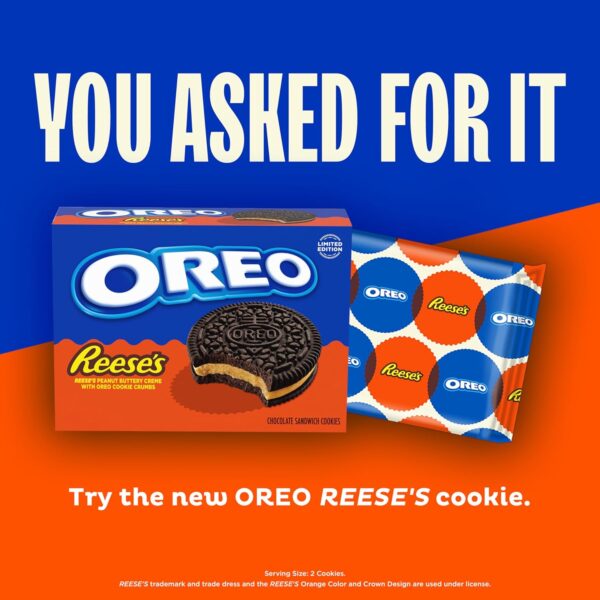 OREO REESE'S Peanut Buttery Creme Chocolate Sandwich Cookies, Limited Edition, 10.81 oz - Image 7