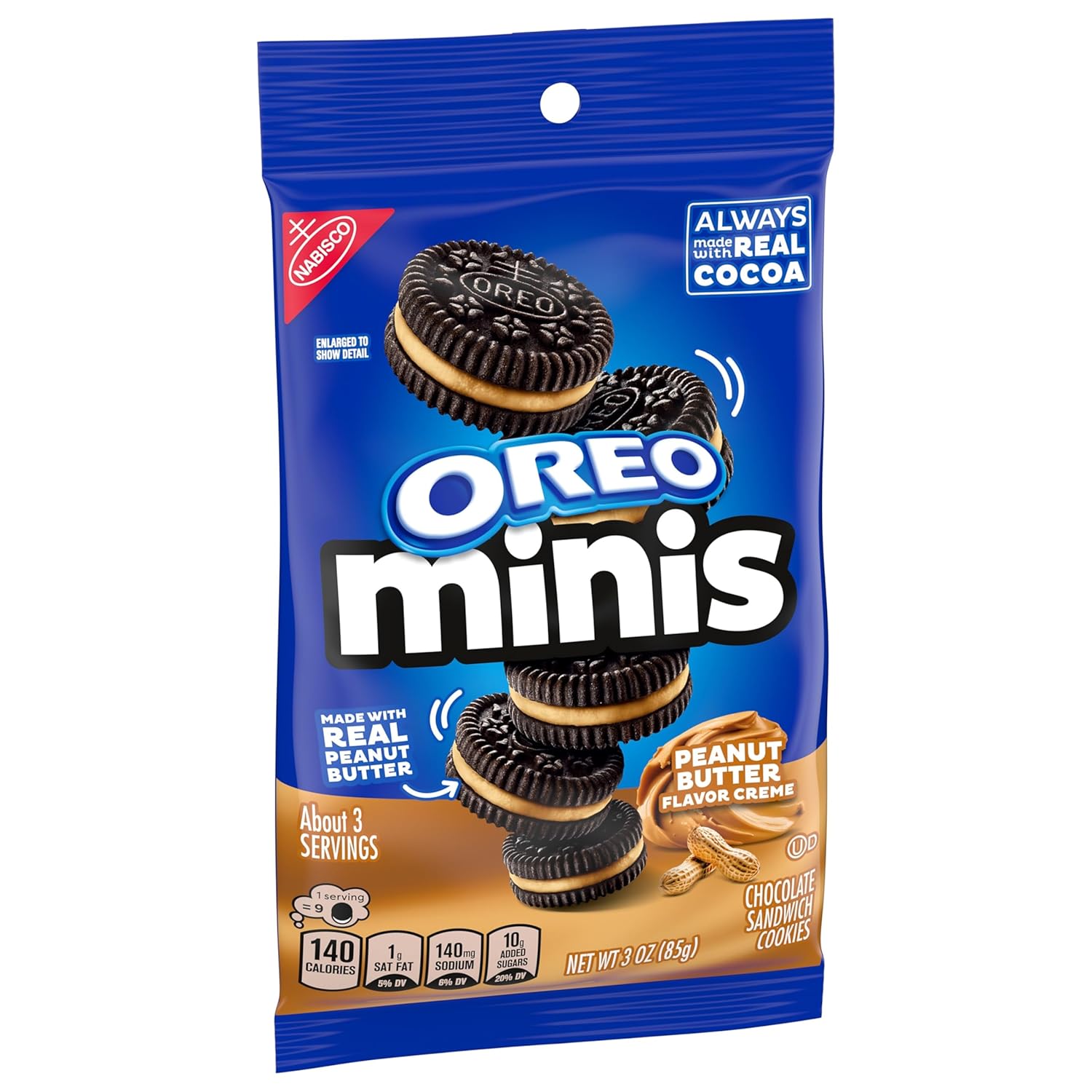 OREO Mini Peanut Butter Chocolate Sandwich Cookies, 3 oz