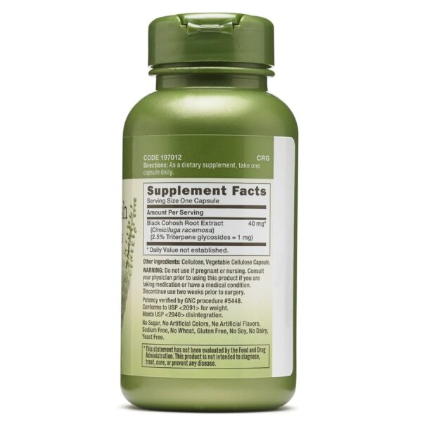 GNC Herbal Plus Black Cohosh Extract 40mg Supplement, Vegetarian, Support for Menopause, 100 Servings - Image 3