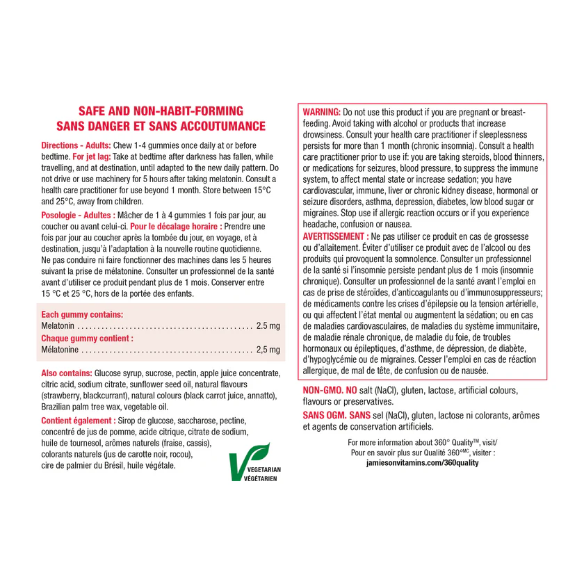 Jamieson Melatonin Gummies 2.5mg, 60 Gummies (Packaging May Vary) - Image 3