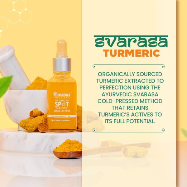 Himalaya Dark Spot Clearing Turmeric Face Serum for glowing skin | with Niacinamide, Glycolic acid & Organically sourced Turmeric | Reduces Dark Spots from Day 7 for Glowing skin | 30ml - Image 6