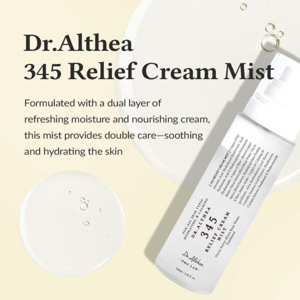 Dr.Althea 345 Relief Cream Mist | Hydrating Facial Mist with Rice Extract | Soothing Care for Sensitive Skin | Vegan Korean Skincare, 3.38 Fl Oz Visit the Dr.Althea Store - Image 3