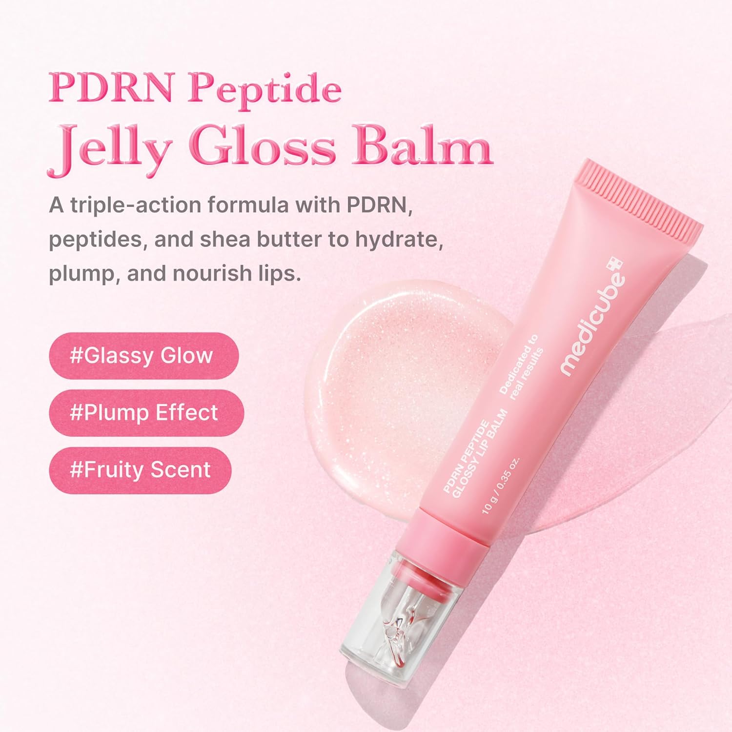 medicube PDRN Peptide Jelly Gloss Balm | Moisturizing Lip Gloss with Pink Peptide, Hyaluronic Acid, Ceramide & Shea Butter | Clear Gloss with Silver Pearl for a Plump, Glossy Lips | 10g Visit the medicube Store - Image 3