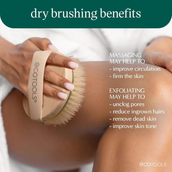 EcoTools Dry Body Brush, Cruelty-Free Bristles Exfoliate & Smooth Skin, Dry Brushing Removes Flaky Skin, May Help Improve Circulation & Tone, Eco-Friendly Skincare Tool, Vegan & Cruelty-Free, 1 Count - Image 5