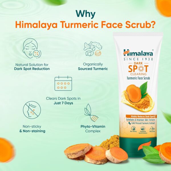 Himalaya Dark Spot Clearing Turmeric Face Scrub | Organically sourced Turmeric | Reduce dark spots in 7 days | Gives Radiant Skin | 100g - Image 4