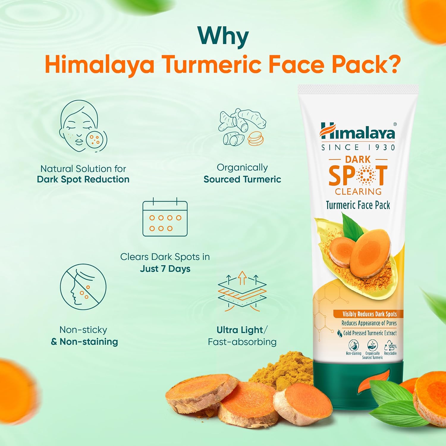 Himalaya Dark Spot Clearing Turmeric Face Pack | Organically Sourced Turmeric | Reduce Dark Spots In 7 Days | Gives Radiant Skin | 50G - Image 5