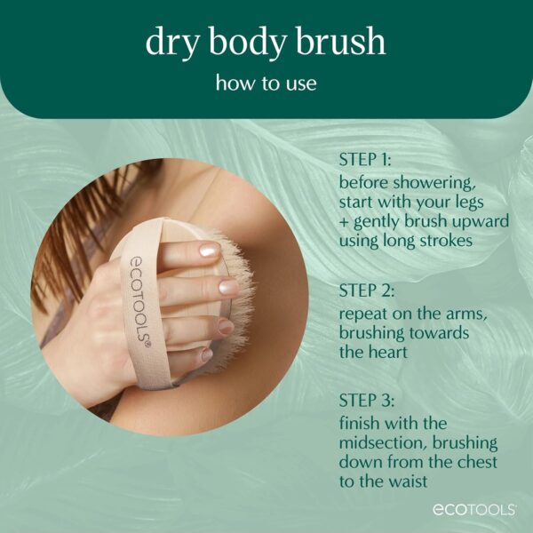 EcoTools Dry Body Brush, Cruelty-Free Bristles Exfoliate & Smooth Skin, Dry Brushing Removes Flaky Skin, May Help Improve Circulation & Tone, Eco-Friendly Skincare Tool, Vegan & Cruelty-Free, 1 Count - Image 4