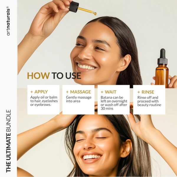 artnaturals Batana Oil for Hair Growth – 4Pc Set: Raw Batana oil 4oz + 4.2oz Paste, Lash Wand & Brow Brush– Organic Dr. Sebi Inspired Products from Honduras –100% Unrefined Miracle for Scalp, Edges & Eyebrows - Image 8
