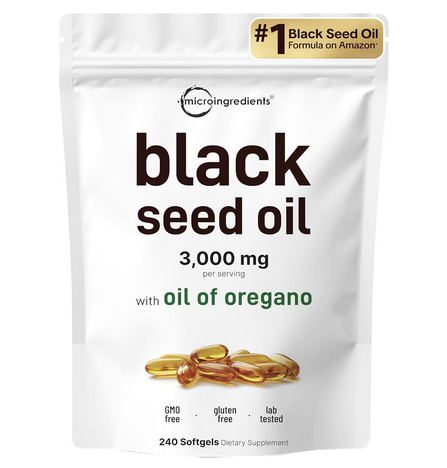 Micro Ingredients Black Seed Oil Softgels, 3,000mg, 240 Count | 2-in-1 Formula with Oil of Oregano, Carvacrol & Thymoquinone | Plant Based, Non-GMO, & Immune Support