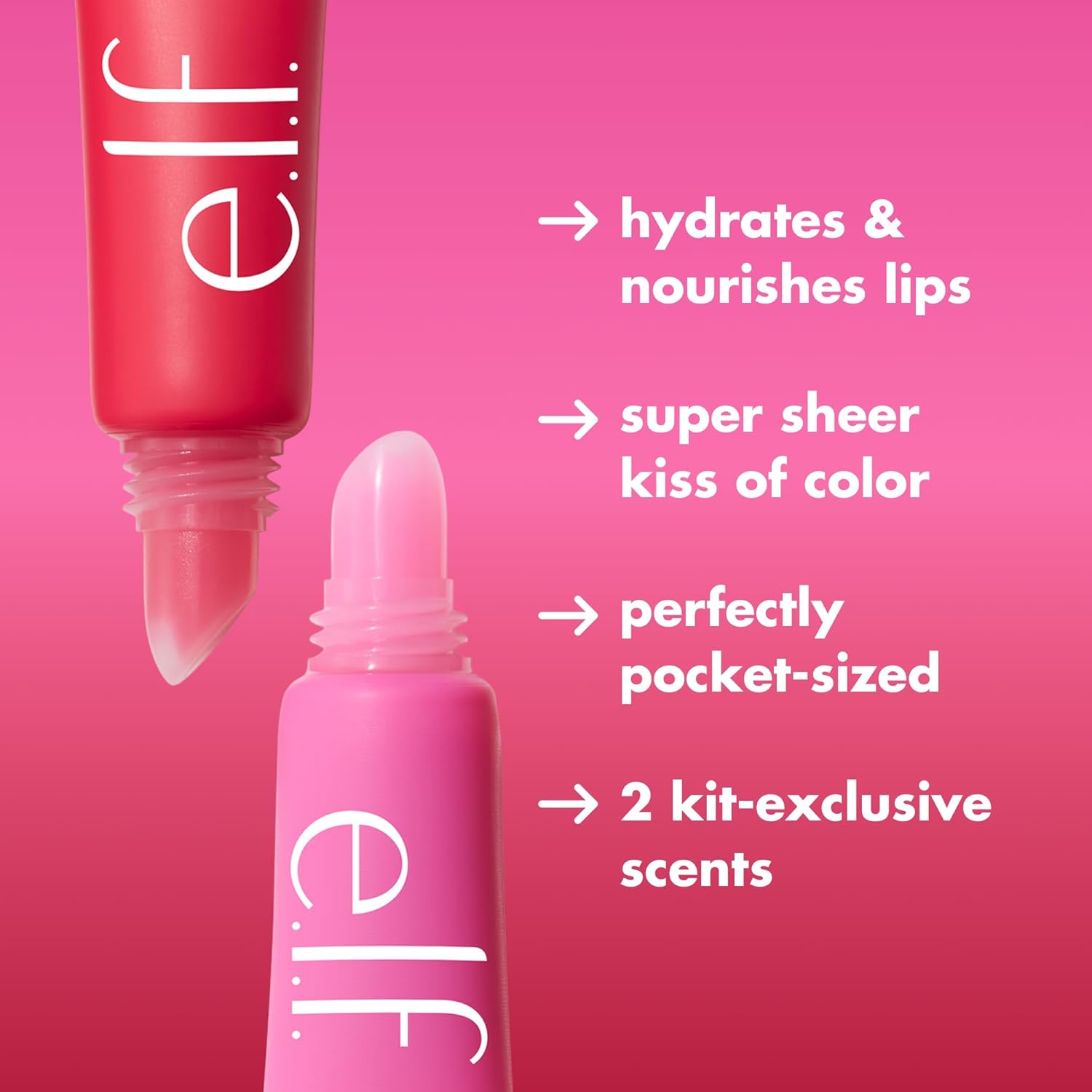 e.l.f. Squeeze Me More Lip Balm Duo, Moisturizing Balm For A Sheer Tint Of Color, Made With Hyaluronic Acid, Vegan & Cruelty-Free, Cherry & Bubblegum - Image 6