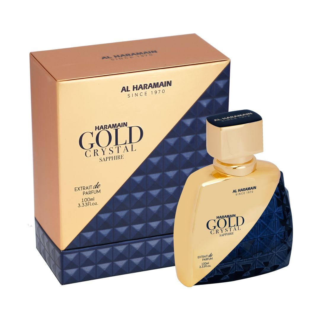 Al Haramain Gold Crystal Sapphire for Unisex - Arabian Perfume for Women and Men - Long Lasting Fragrance - Arabic Perfume - Eau de Parfum - 3.33 oz EDP Spray