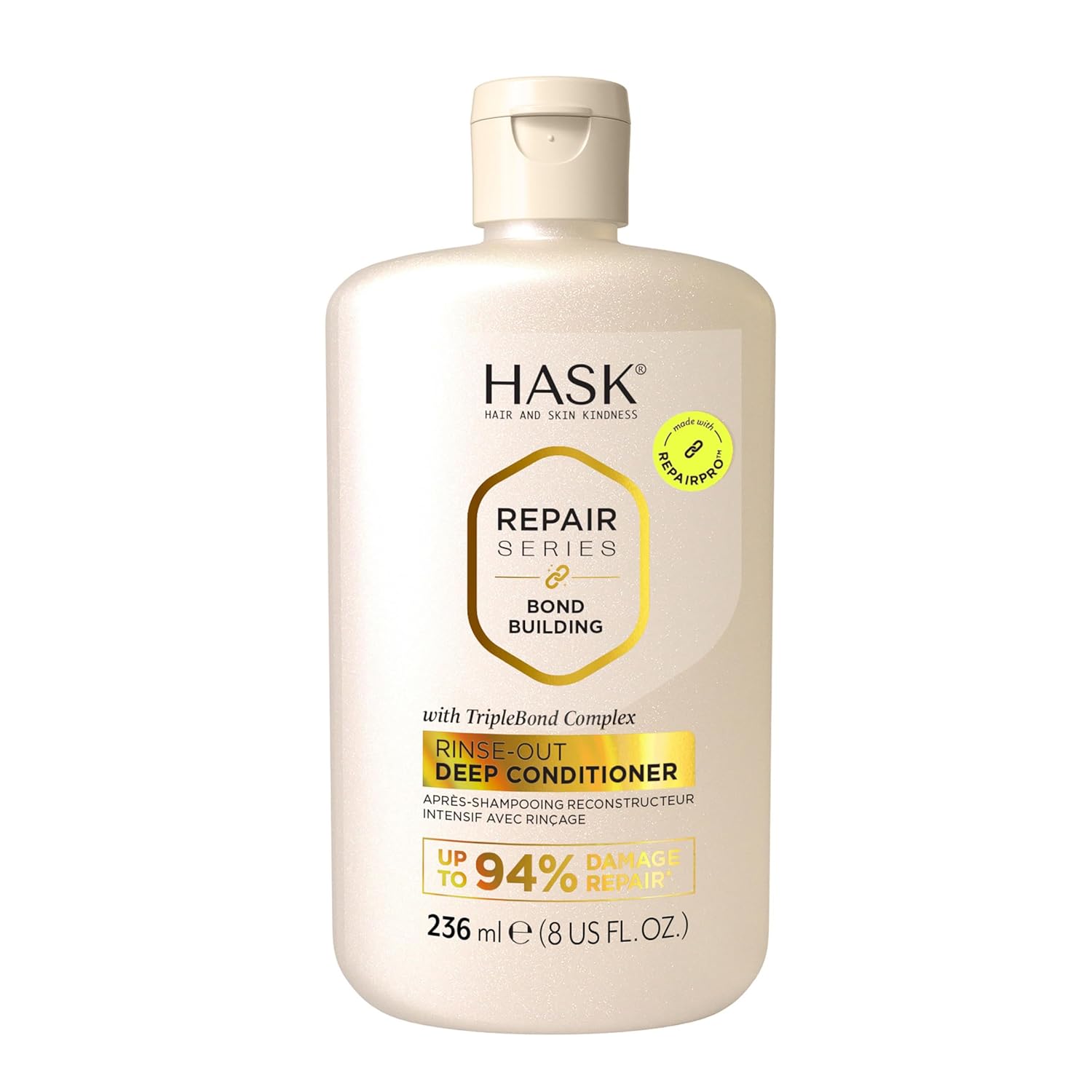 HASK Bond Building Rinse-Out Deep Conditioner with Triple Bond Complex & Argan Oil, Repairs Damage, Softens, Adds Moisture, Sulfate-Free, Cruelty-Free, Colour-Safe – 8 oz