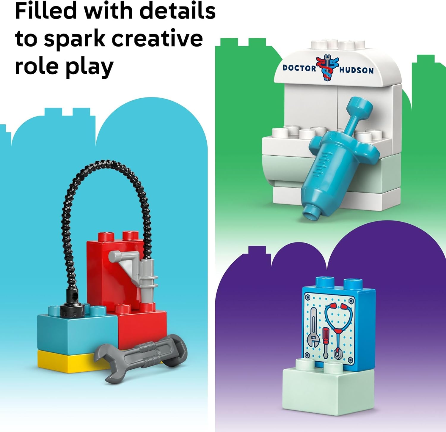 LEGO DUPLO Disney and Pixar Cars McQueen’s Visit to Doc’s Garage - Lightning McQueen Cars Toy for Preschool Boys and Girls 2+ - Pretend Play and Sensory Toddler Toy - Gift Idea for Birthdays - 10456 - Image 6