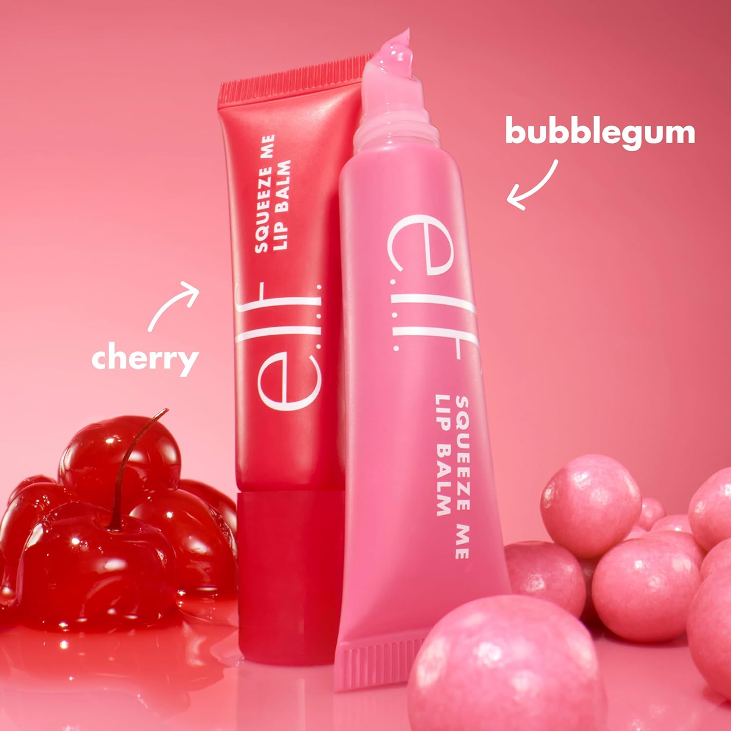 e.l.f. Squeeze Me More Lip Balm Duo, Moisturizing Balm For A Sheer Tint Of Color, Made With Hyaluronic Acid, Vegan & Cruelty-Free, Cherry & Bubblegum - Image 3