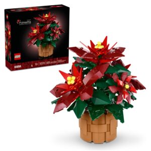 LEGO Icons Poinsettia Building Sets for Adults - Artificial Flowers for Decoration - Christmas Flowers for Table Centerpiece - 10370