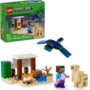 LEGO Minecraft Steve's Desert Expedition Building Toy, Biome with Minecraft House and Action Figures, Minecraft Gift for Independent Play, Gaming Playset for Boys, Girls and Kids Ages 6 and Up, 21251