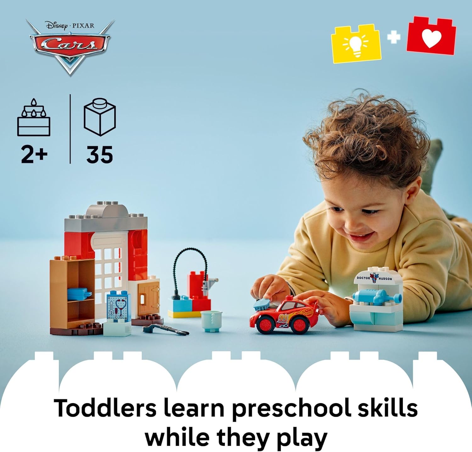 LEGO DUPLO Disney and Pixar Cars McQueen’s Visit to Doc’s Garage - Lightning McQueen Cars Toy for Preschool Boys and Girls 2+ - Pretend Play and Sensory Toddler Toy - Gift Idea for Birthdays - 10456 - Image 3