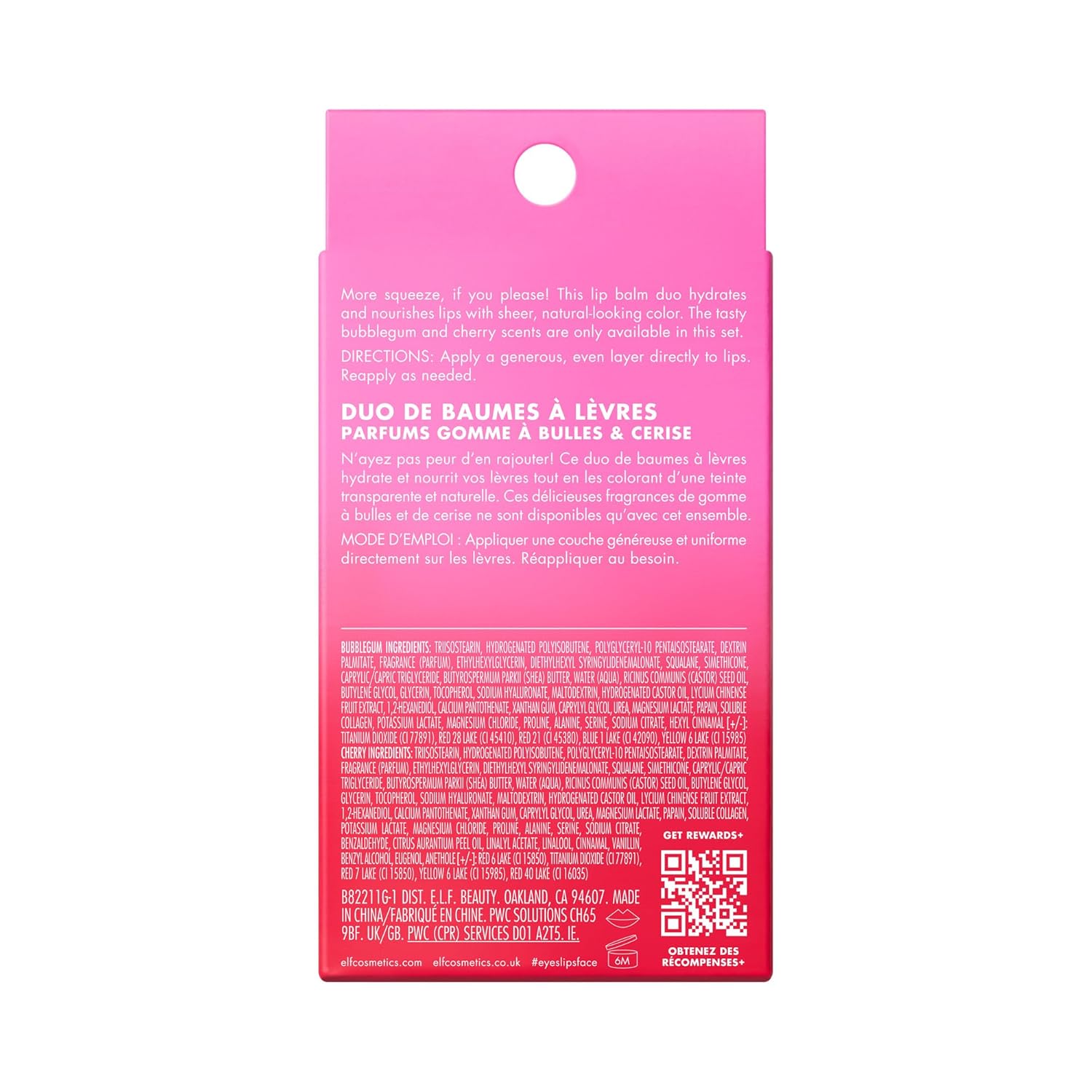 e.l.f. Squeeze Me More Lip Balm Duo, Moisturizing Balm For A Sheer Tint Of Color, Made With Hyaluronic Acid, Vegan & Cruelty-Free, Cherry & Bubblegum - Image 8