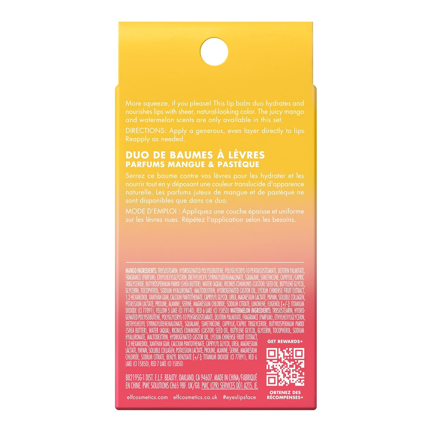 e.l.f. Squeeze Me More Lip Balm Duo, Moisturizing Balm For A Sheer Tint Of Color, Made With Hyaluronic Acid, Vegan & Cruelty-Free, Mango & Watermelon - Image 8