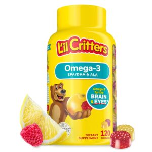 Lil Critters Kids Omega-3 Gummy, 3 Fatty acids, DHA, EPA and ALA. 120 ct