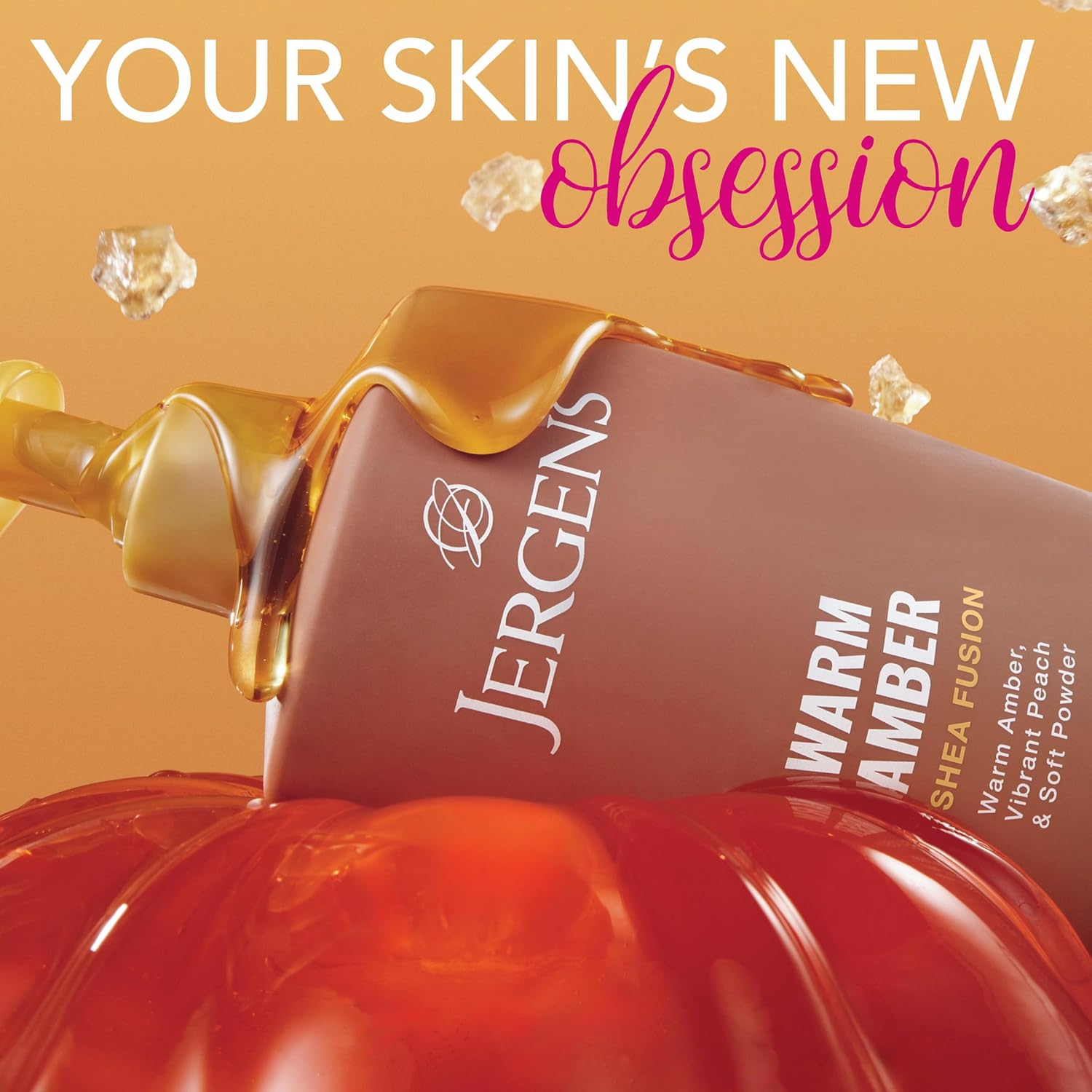 Jergens Shea Fusion Warm Amber Body Lotion, Moisturizer with Shea Butter & Vitamin E, 14 Fl Oz - Image 3