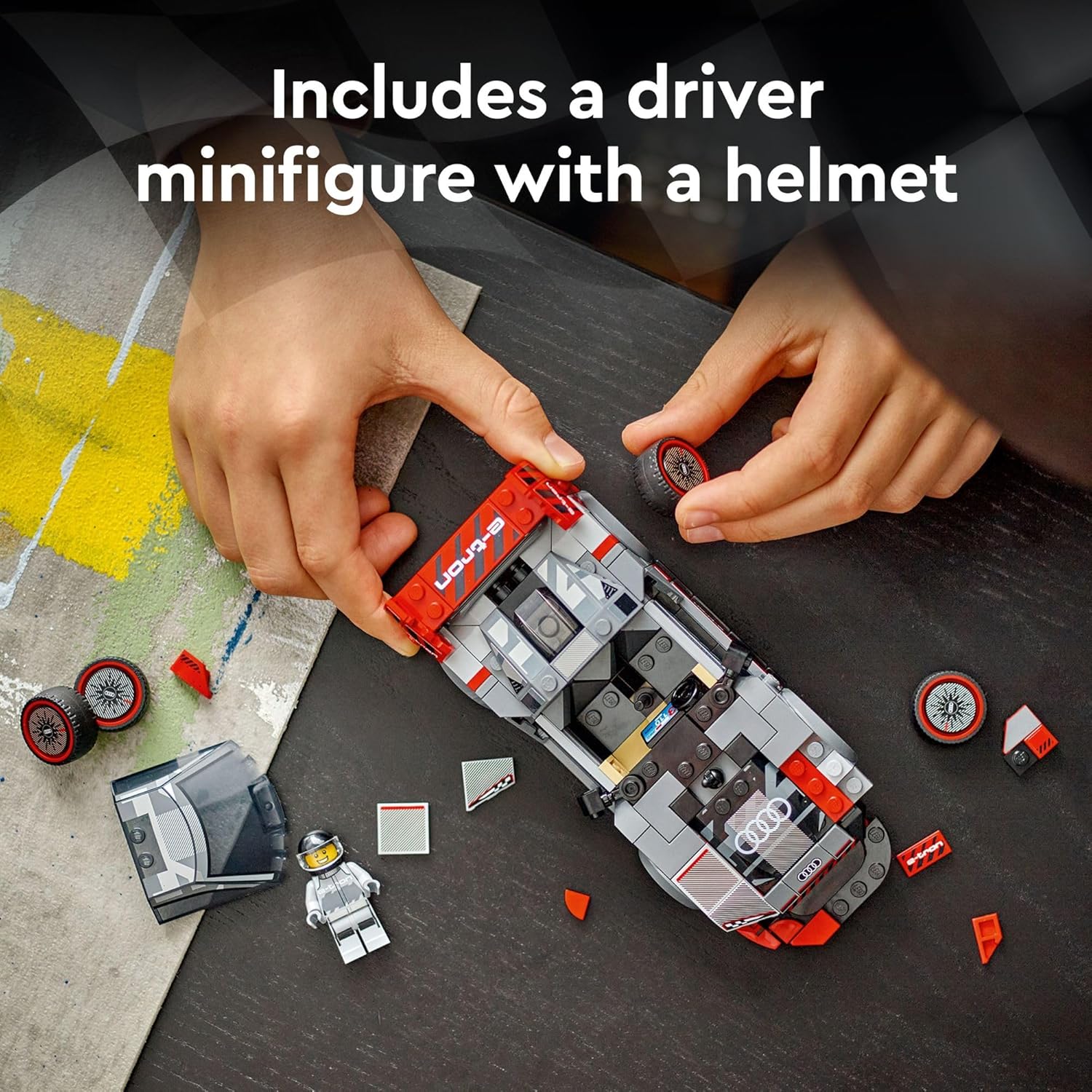 LEGO Speed Champions Audi S1 e-tron Quattro Race Car Toys - Building Toys for Kids, Boys & Girls, Ages 9+ - Design Details & 1 Minifigure - Car Model Kit Birthday Gift - 76921 - Image 7