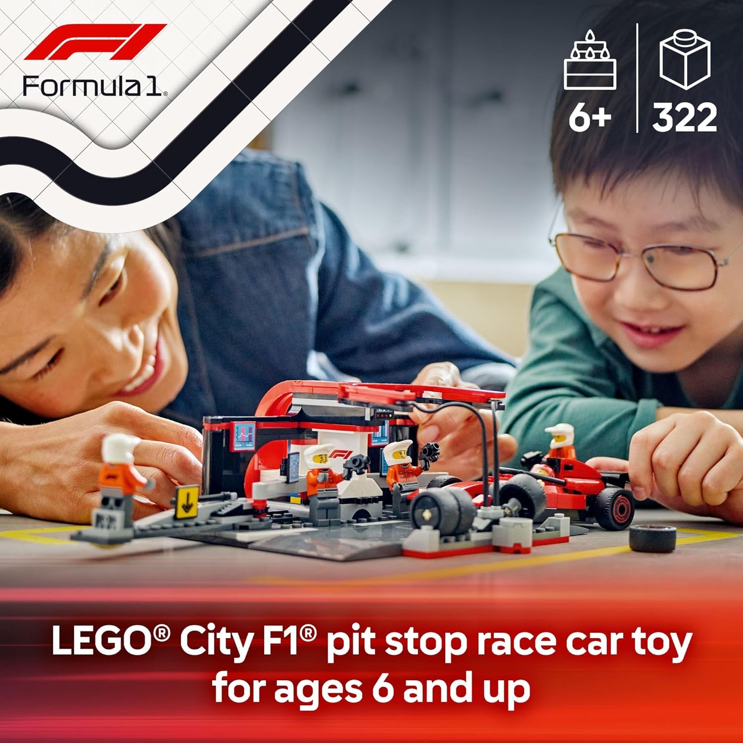 LEGO City F1 Pit Stop & Pit Crew with Ferrari Car Toy - Model Race Car Toy Building Playset for Kids, Boys and Girls, Ages 6+ - F1 Collectible for Fans - Gift Idea for Birthdays - 60443 - Image 3
