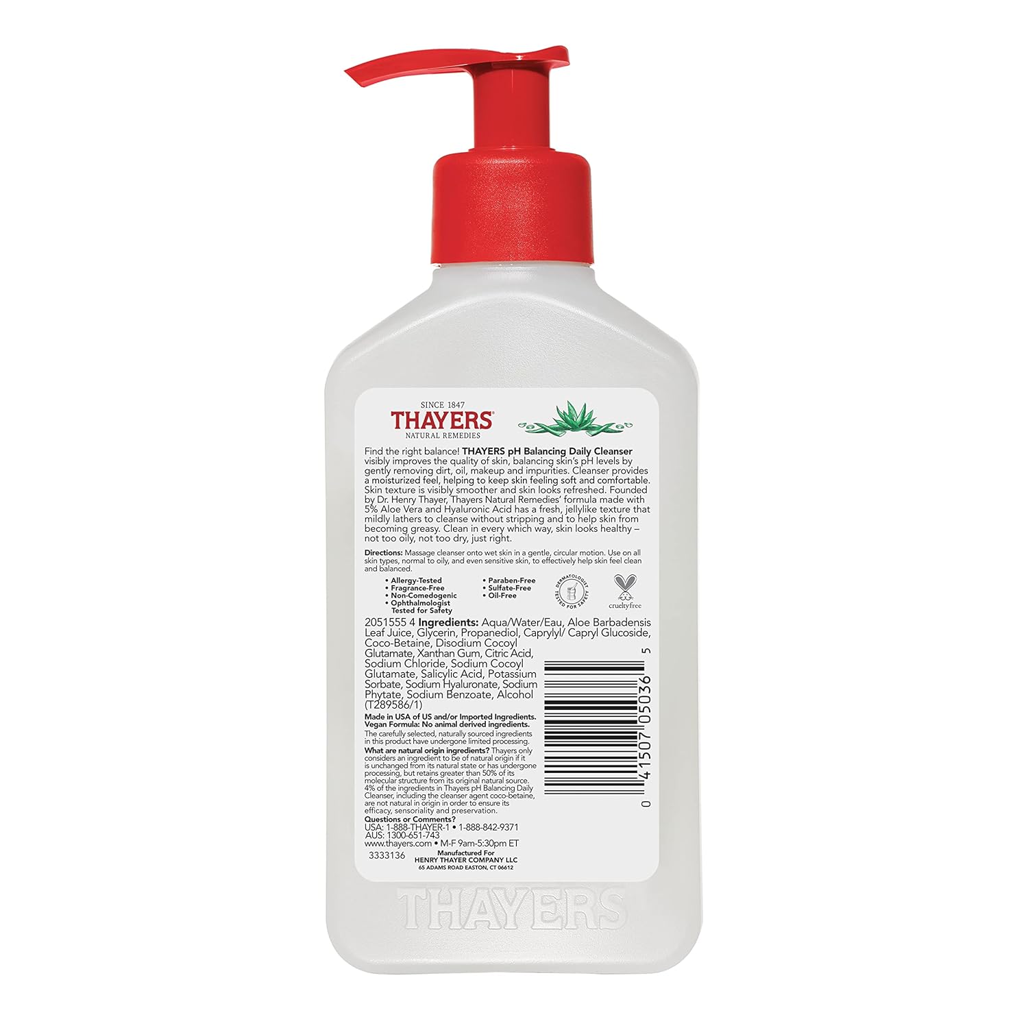 THAYERS pH Balancing Daily Cleanser, Face Wash with Aloe Vera, Gentle and Hydrating Skin Care for Dry, Oily, or Acne Prone Skin, 8 FL Oz. - Image 8
