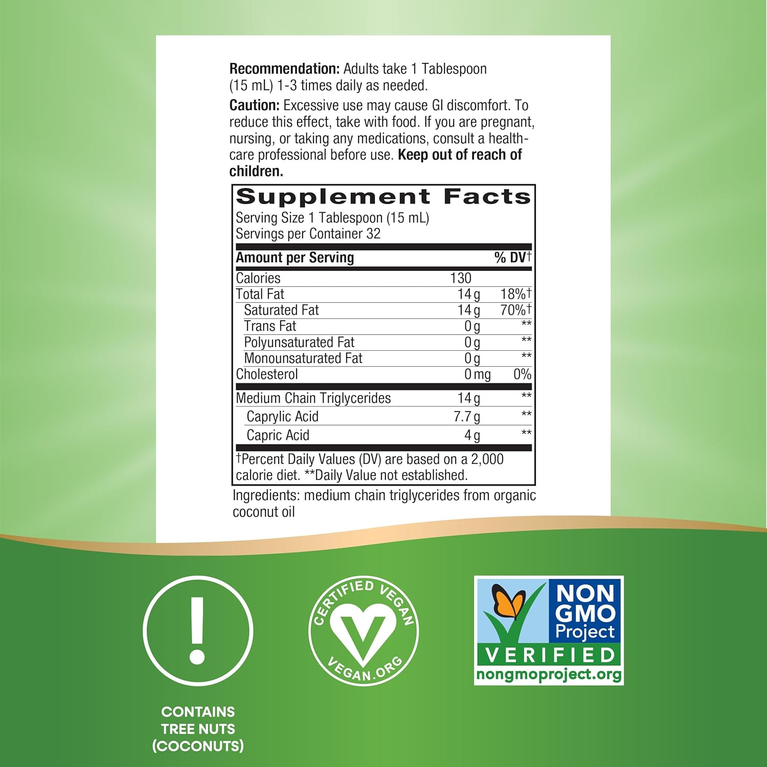 Nature's Way Organic MCT Oil, 16 Fl Oz, Brain and Body Fuel from Coconuts - Image 4