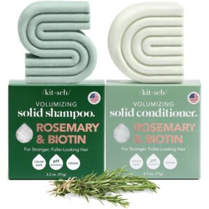 Kitsch Rosemary & Biotin Shampoo and Conditioner Set for Hair Growth - Strengthening, Thickening & Volumizing Shampoo and Conditioner Bar - Paraben, Sulfate & Silicone Free - 2 pack