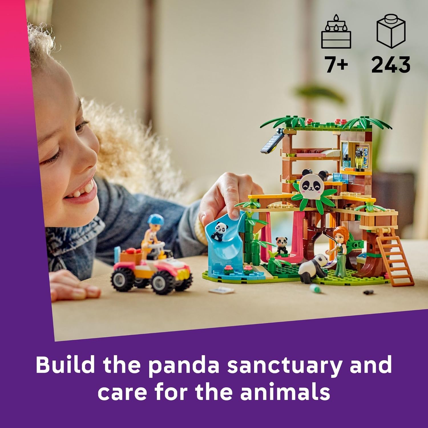 LEGO Friends Panda Sanctuary Animal Care Pretend Play Toy for Girls & Boys - Interactive Storytelling & Building Playset with Panda Toys for Kids, Ages 7+ - Gift Idea for Birthdays - 42648 - Image 3