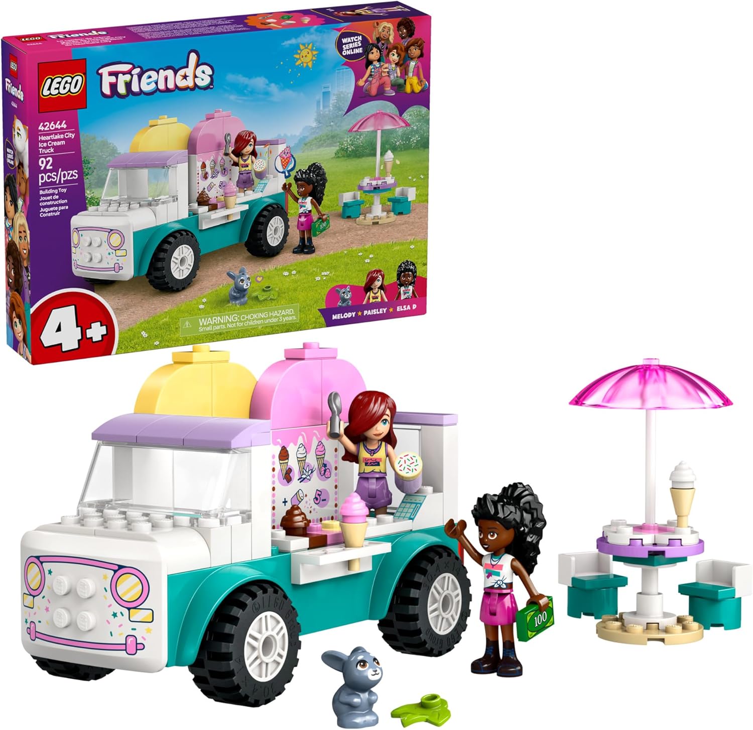 LEGO Friends Heartlake City Ice Cream Truck Toy - Building Toy Pretend Play Set for Kids, Girls and Boys, Ages 4+ - Preschool Building Blocks with 2 Minidolls and Rabbit Figure - 42644 - Image 2