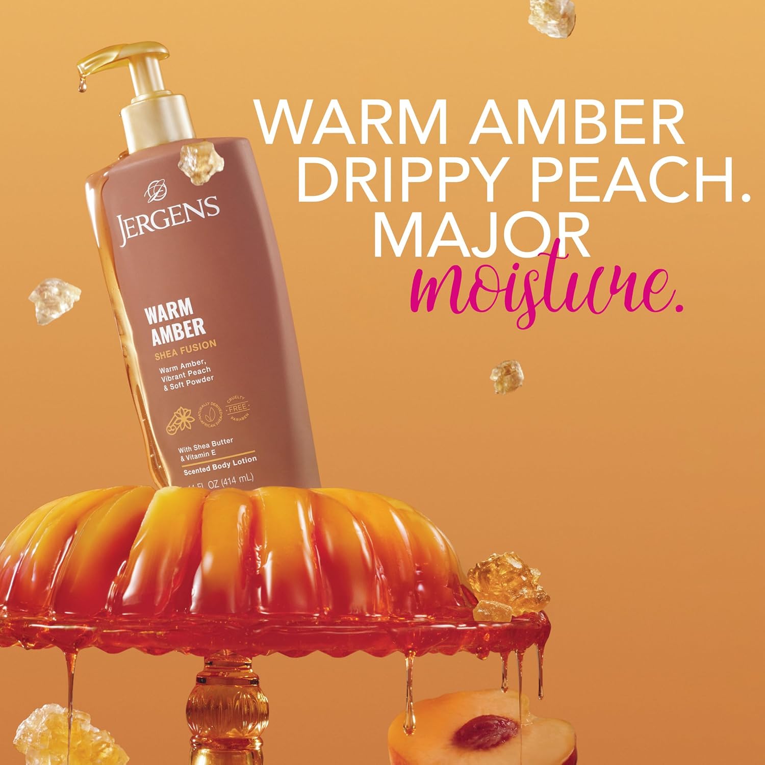 Jergens Shea Fusion Warm Amber Body Lotion, Moisturizer with Shea Butter & Vitamin E, 14 Fl Oz - Image 4
