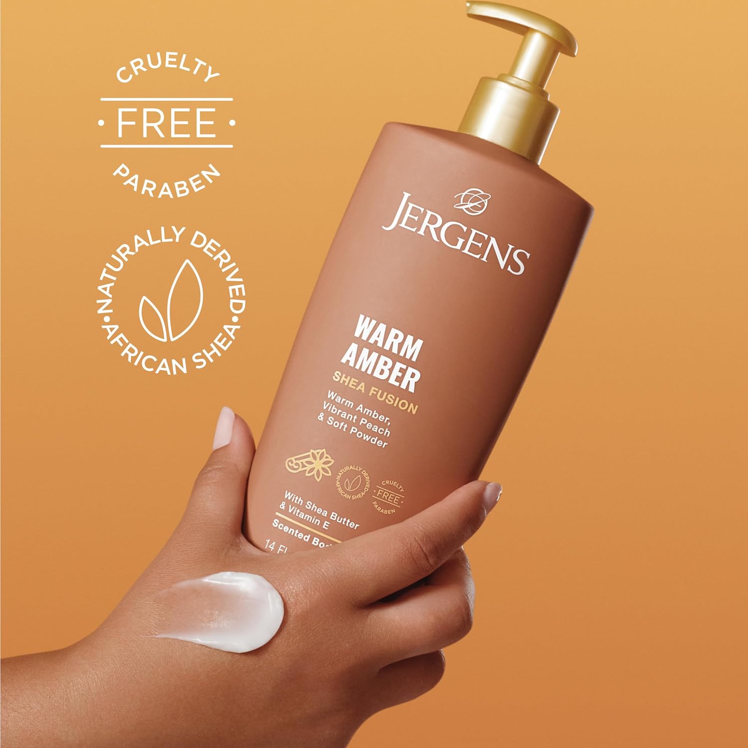 Jergens Shea Fusion Warm Amber Body Lotion, Moisturizer with Shea Butter & Vitamin E, 14 Fl Oz - Image 6