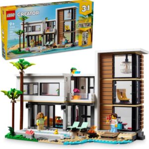 LEGO Creator 3 in 1 Modern Toy House - Kids Toy Building Set with 3 Building Options for Boys & Girls, Ages 9+ - with 2 Minifigures- 31153