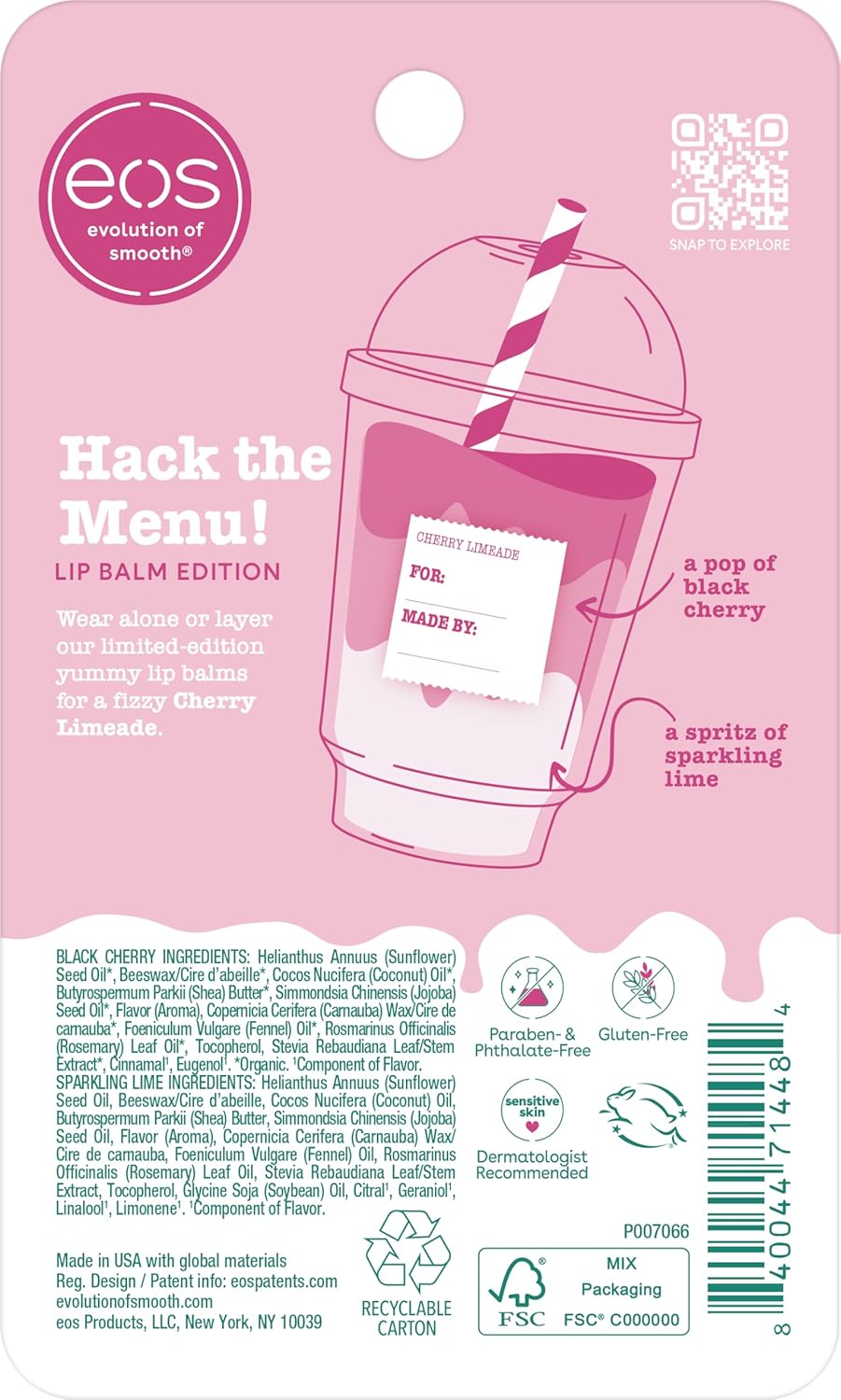 eos Flavor Lab Secret Menu Lip Balm - Cherry Limeade, Limited-Edition, Moisturizing, Hydrating for Dry Lips, Variety Pack, 0.14 oz, 2-Pack - Image 8