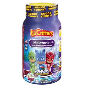 Lil Critters PJ Masks Kids Melatonin Gummy Supplements, 60 Gummies