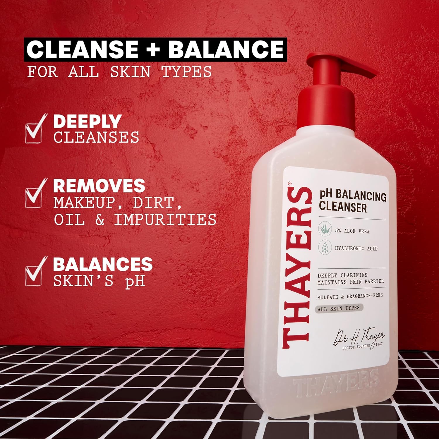 THAYERS pH Balancing Daily Cleanser, Face Wash with Aloe Vera, Gentle and Hydrating Skin Care for Dry, Oily, or Acne Prone Skin, 8 FL Oz. - Image 4