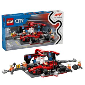 LEGO City F1 Pit Stop & Pit Crew with Ferrari Car Toy - Model Race Car Toy Building Playset for Kids, Boys and Girls, Ages 6+ - F1 Collectible for Fans - Gift Idea for Birthdays - 60443