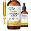 Wild & Organic Rhodiola Rosea Tincture - Mood Support - Relaxing Rhodiola Supplement - Root Extract Liquid Drops - Vegan, Sugar & Alcohol-Free - 2 fl oz
