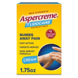 Aspercreme Lidocaine Pain Relief Cream Soothes Aggravated Nerves, Numbing Topical Analgesic with Max-Strength 4% Lidocaine & Moisturizing Aloe, 1.75 Oz. (Packaging May Vary)