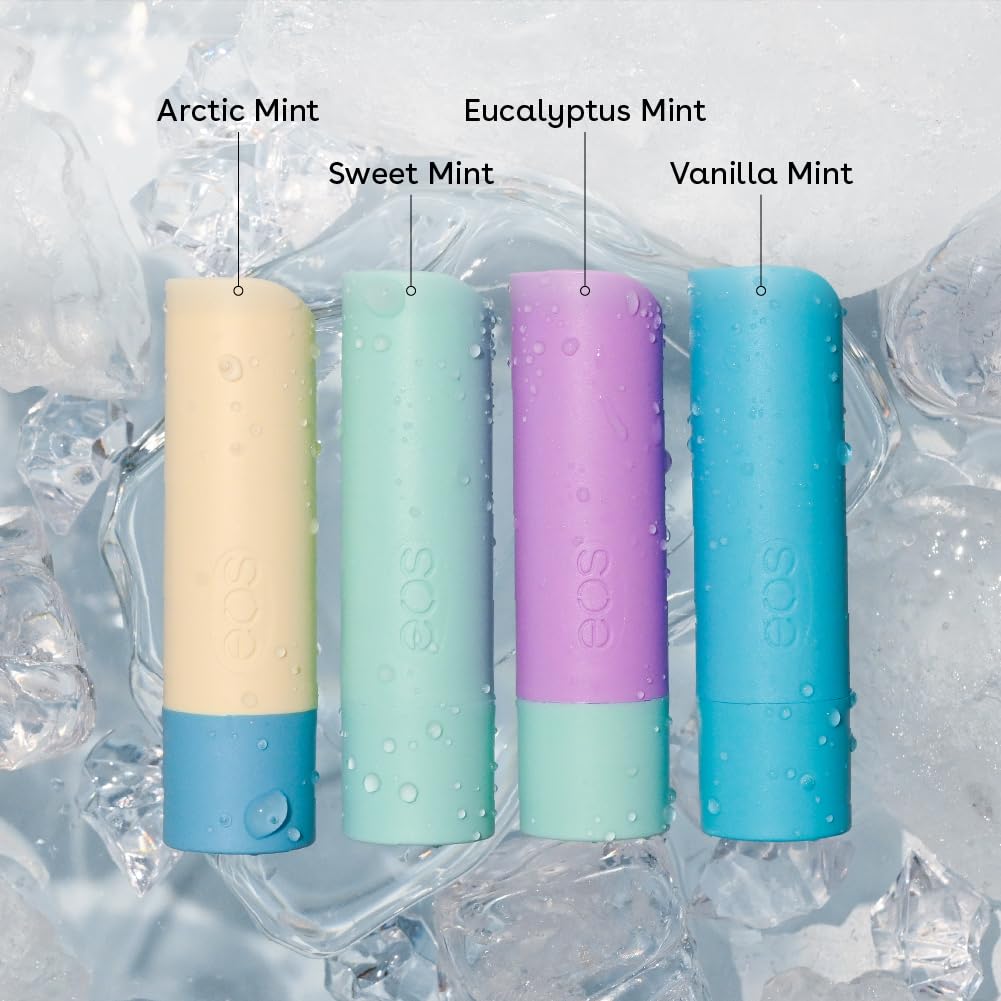 eos Natural Shea Minty Lip Balm Variety Pack - Artic, Vanilla, Sweet and Eucalyptus Mint, All-Day Moisture Lip Balm Gift Set, 0.14 oz, 4-Pack - Image 3
