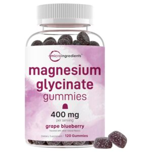 Alternative view of Micro Ingredients Magnesium Glycinate Gummies 400mg Per Serving, 120 Count | Natural Grape Blueberry Flavor | Potent Elemental Form + Chelated for High Absorption | Healthy Muscle, Bones, & Mood Support Supplement