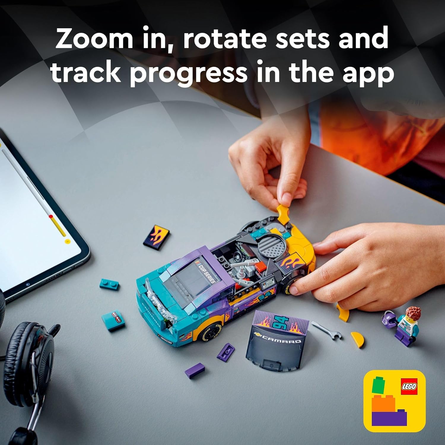 LEGO Speed Champions NASCAR Next Gen Chevrolet Camaro ZL1, Model Racecar Building Set, NASCAR Collectible Racing Toy for Kids Ages 9 and Up, 76935 - Image 7